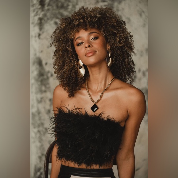 12th Tribe Tops - 12th Tribe Chanel Black Feather Top NWT